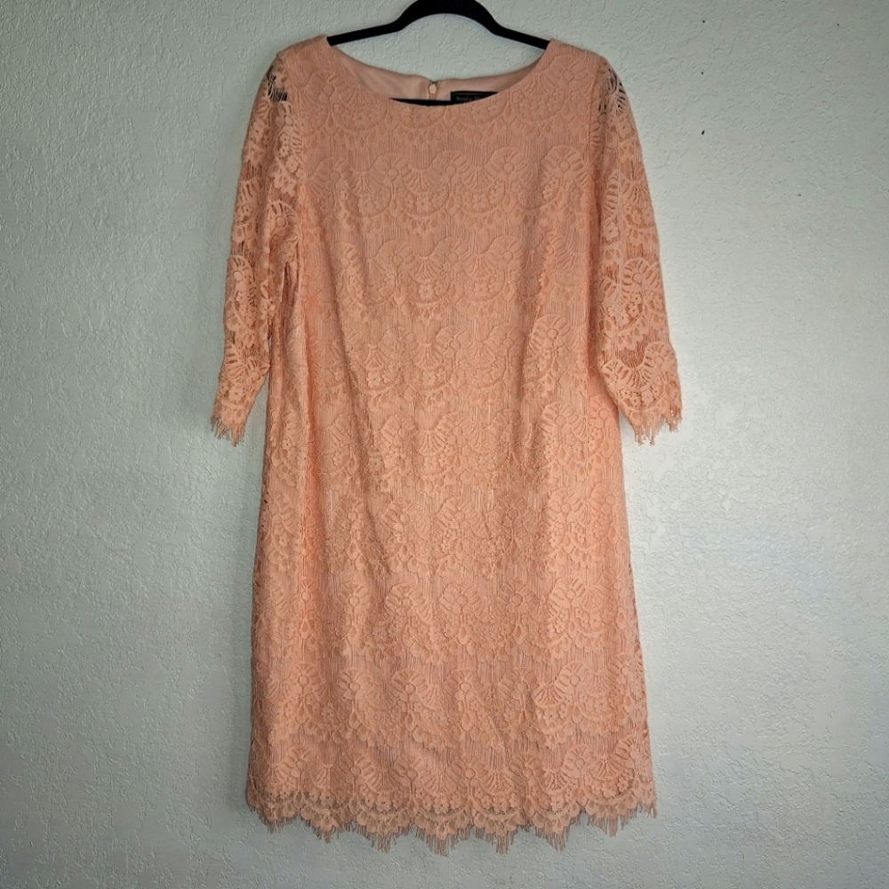 Jessica Howard Size 14W Knee Length Lace Women Peach Dress - Picture 1 of 11